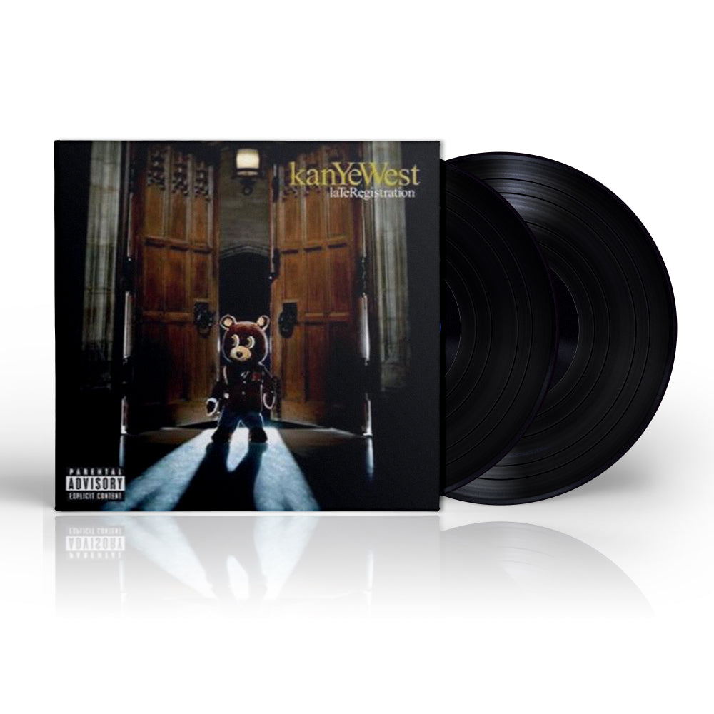 Custodia esterna e doppio vinile al suo interno di Late Registration, il secondo album di Kanye West che contiene la hit Gold Digger