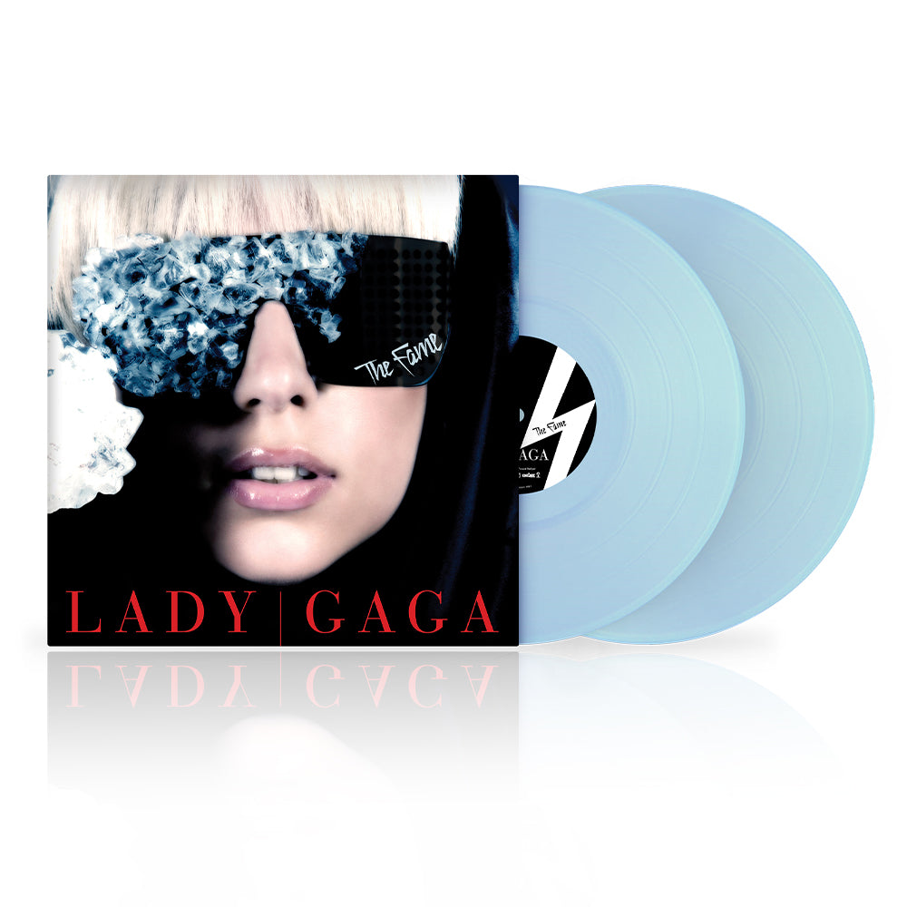 Custodia Lady Gaga più doppio vinile The Fame colorato Transcluent Light Blue 