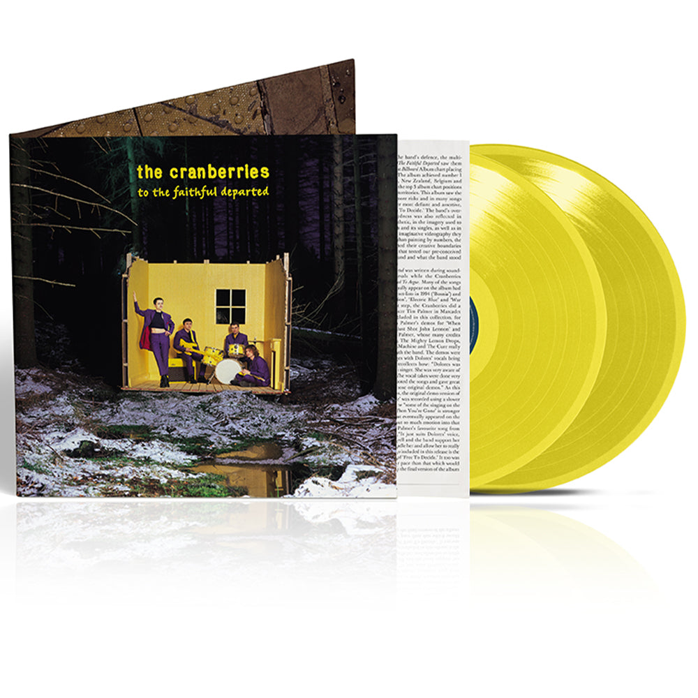 Copertina e doppio vinile colorato giallo + note descrittive To The Faithful Departed dei Cranberries, il terzo album della band in una versione Deluxe rimasterizzata con l'aggiunta di nuovi inediti