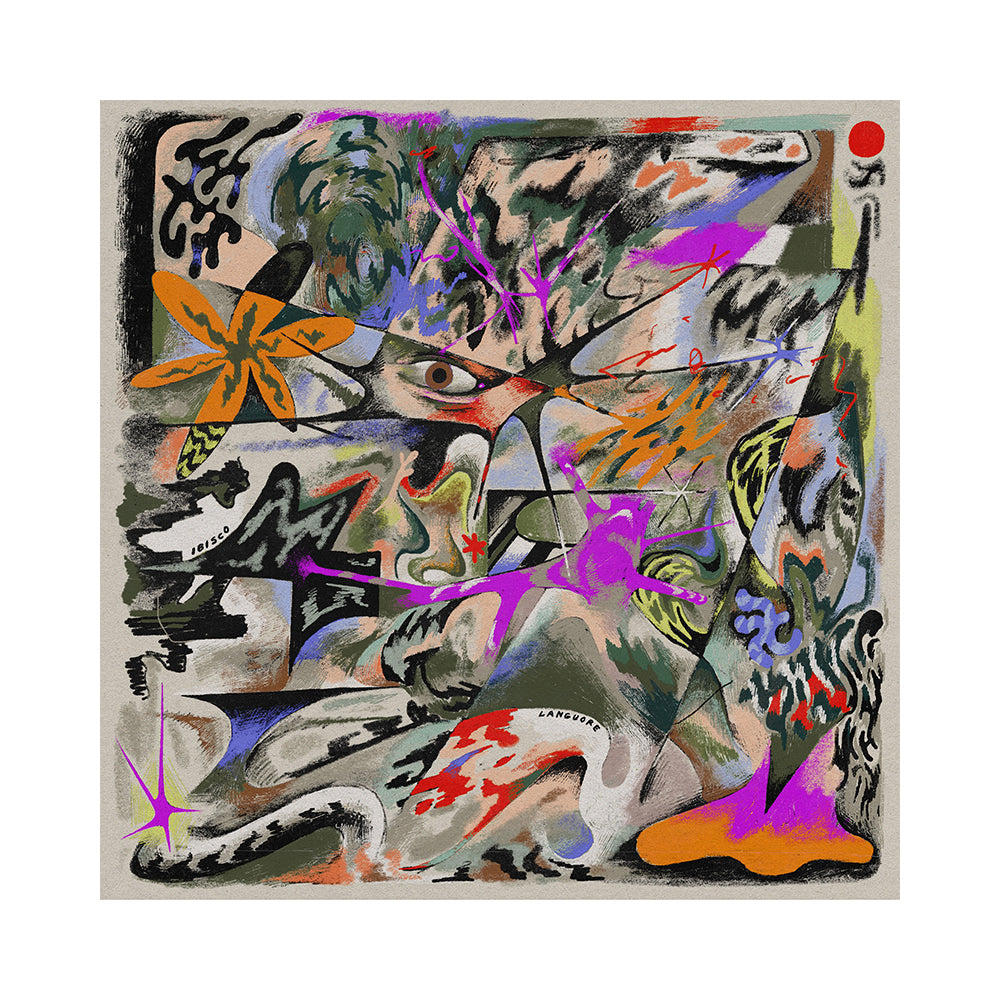 copertina dell'album languore di ibisco che ritrae un dipinto astratto sui toni dell'arancione e del fucsia