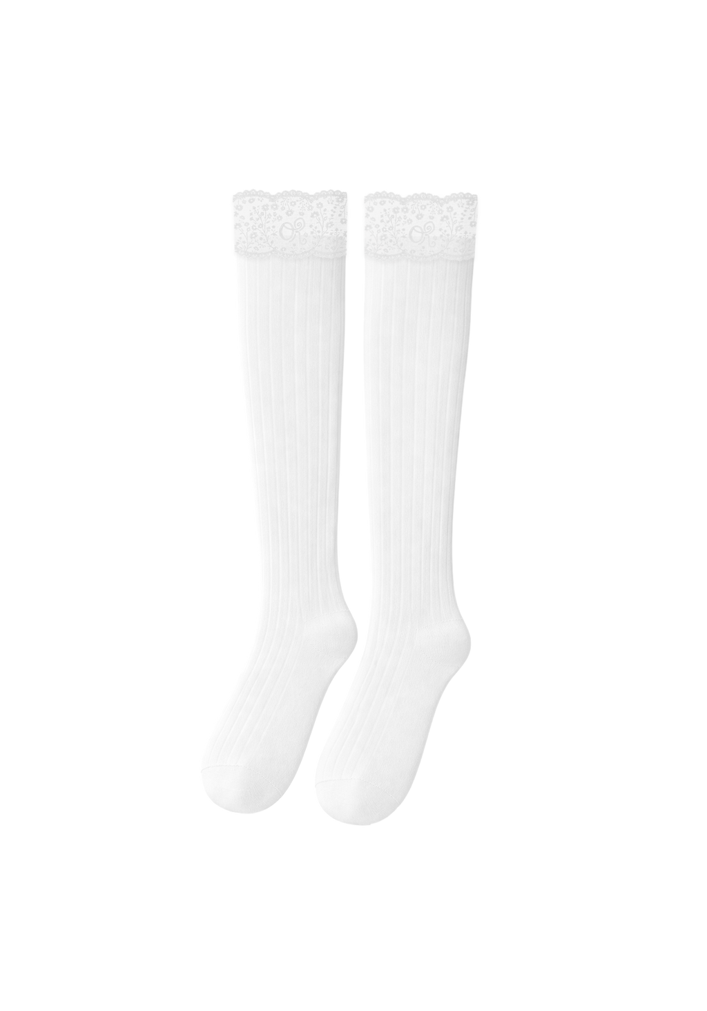 logo | Set calze alte con bordo in pizzo