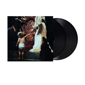 Vinyl records with a cover featuring a child and angelic figure on a white background