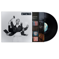 LP Vinile Noè album di Francesco Cavestri co copertina in bianco e nero e disco nero in vista e busta interna personalizzata