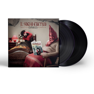 quinto album musciale in studio del rapper caparezza con doppio vinile nero ristampato 2025 e coertina con fotografia del rapper a letto davanti a un boia