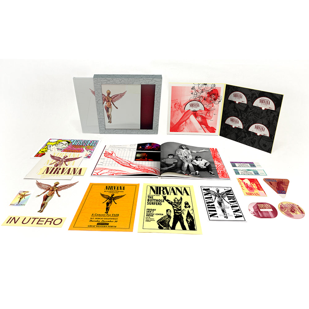 il contenuto del super deluxe box di 5 cd ristampa in occasione del 30esimo anniversario di in utero dei nirvana