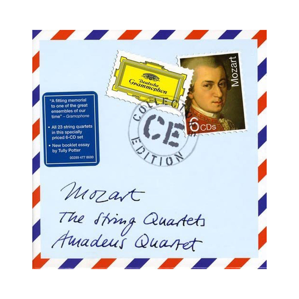Cover cofanetto 6 CD tutti i 23 quartetti di Mozart interpretati dal Quartetto Amadeus