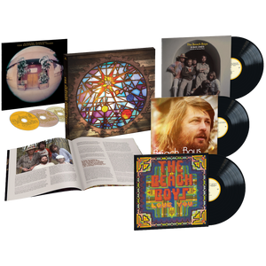 nuova uscita dei The Beach Boys cofanetto che contiene 3 vinili e 3 cd con box personalizzata e libro