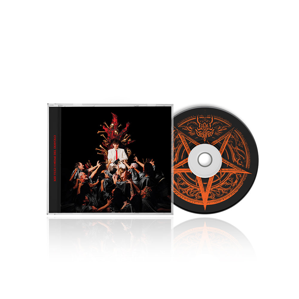 cd nuovo album di kid yugi dal titolo i nomi del diavolo nuovo progetto dell'artista di taranto che annunica a sopresa un album ricco di featuring con riferimenti al mondo del male e del diavolo e di satana la versione su CD standard