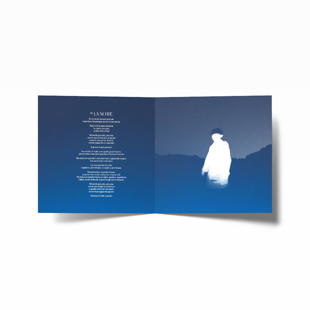 libretto interno di ariete versione su cd del nuovo album la notte con una piccola descrizione sul significato dell'album