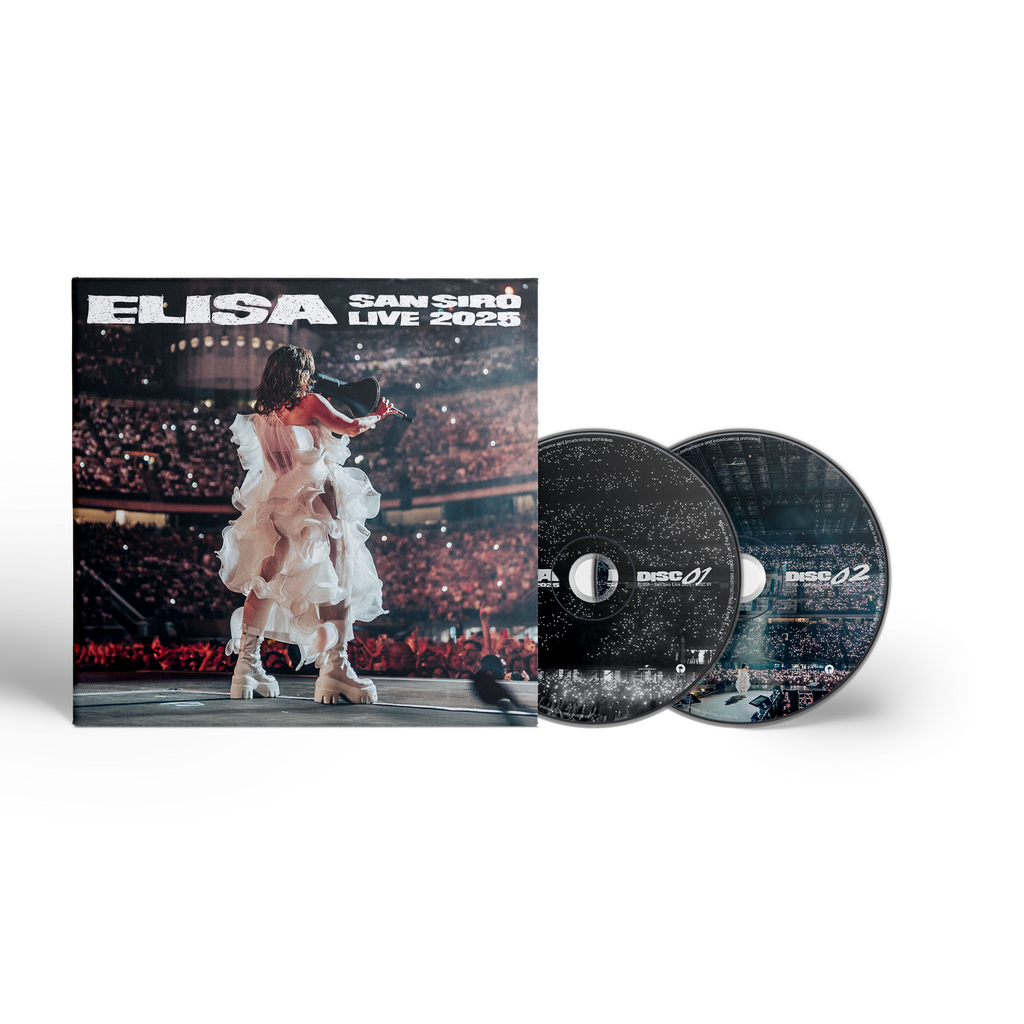 doppio CD con libro di 48 pagine del live 2025 di Elisa a San Siro con ospiti e foto ineditie del pubblico del concerto emozionante
