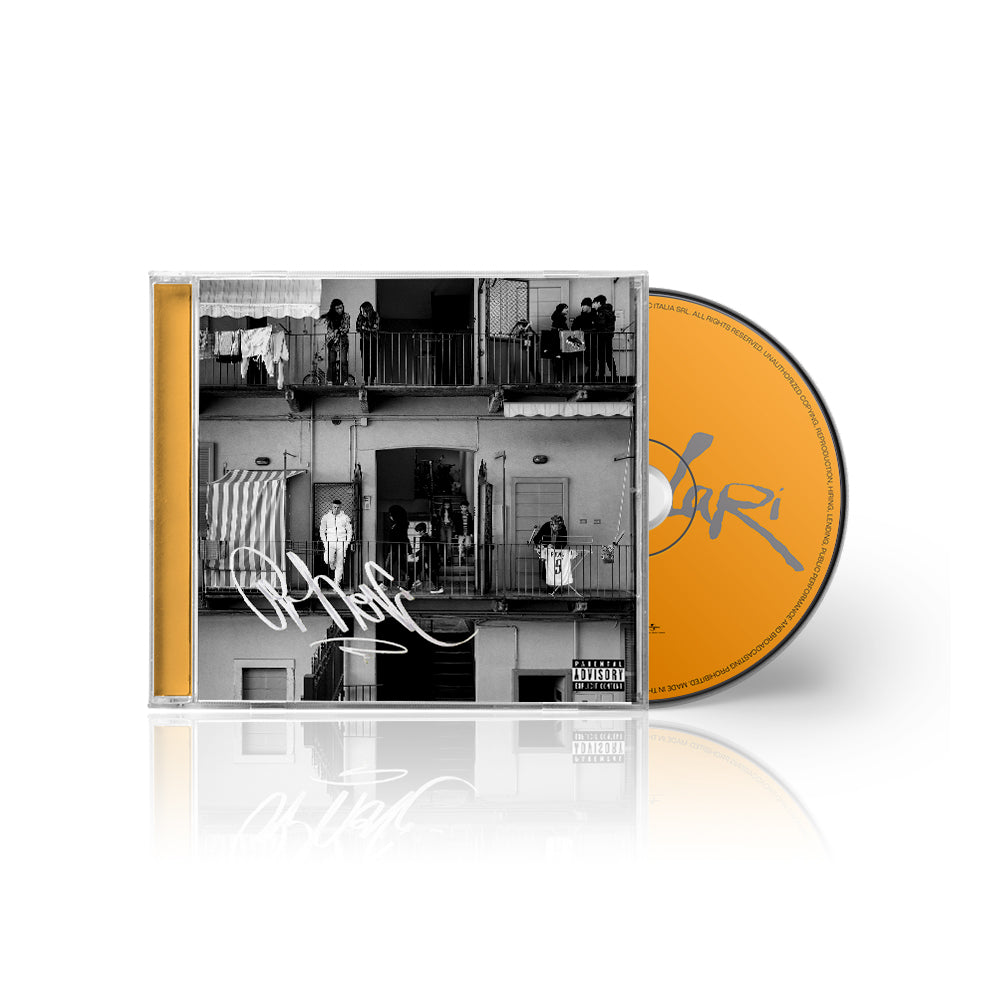 cd con autografo firma di Rhove sulla copertina davanti nuovo album popolari con cd arancione e copertina in bianco e nero