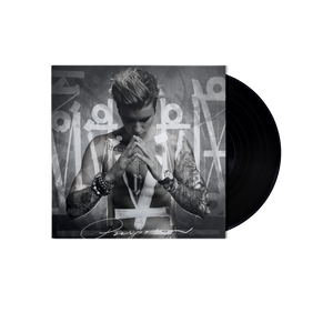 vinile LP nero di justin bieber album Purpose che contiene il brano What Do You Mean?, sorry e love yourself uscito nel 2015