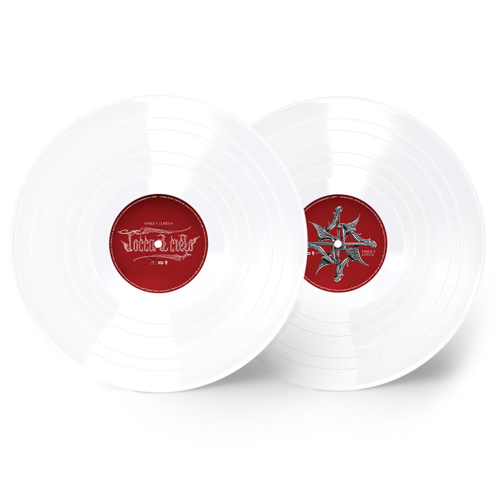 doppio vinile 2 dischi in vinile pvc colorato LP 33 giri grandi per giradischi con centrino rosso scuro e scritte personalizzate con titolo album