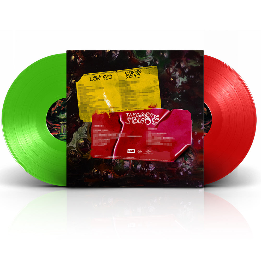 retro del vinile colorato rosso e verde musica hip hop