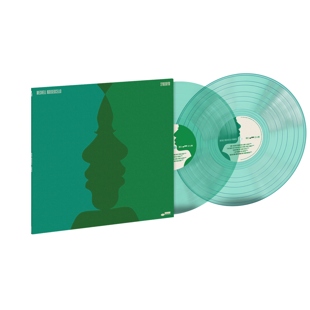 Meshell Ndegeocello Synonym doppio vinile LP Coke Bottle Green colored vinyl con due dischi verde trasparente e copertina con grafica astratta raffigurante una silhouette stilizzata su sfondo verde e turchese