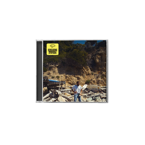 CD SENSAZIONE STUPENDA ALBUM DI TOMMASO PARADISO CON UOMO IN PIEDI E SFONDO CON SASSI ROCCE E ALBERI