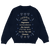 Sabrina Carpenter felpa natale girocollo blu navy con il testo della canzone "Goodbye" stampato in rilievo sul davanti. Vestibilità unisex. merchandising natalizio esclusivo per lo shop universal music in italia