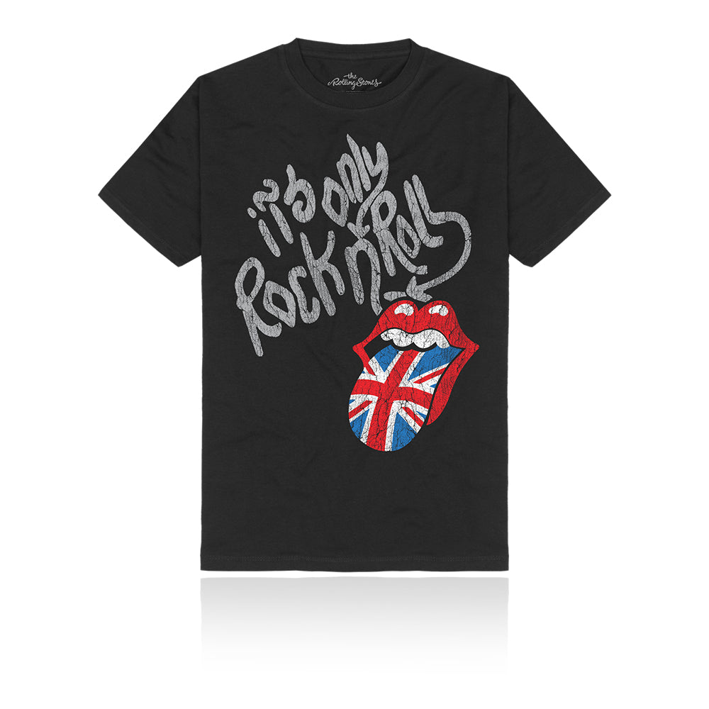 it's only rock'n'roll maglietta t-shirt maniche corte merch ufficiale the rolling stones lingua colorata stile bandiera Regno Unito