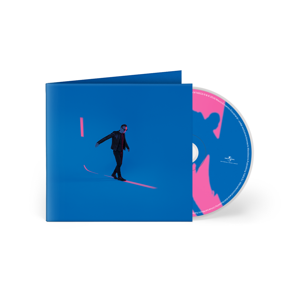CD minigatefold con copertina blu e foto con sfondo colorato dalla quale si vede il compact disc che esce con tonalità rosa e azzurre dal titolo E Poi Scegliere Con Cura Le Parole di Mauro Ermanno Giovanardi