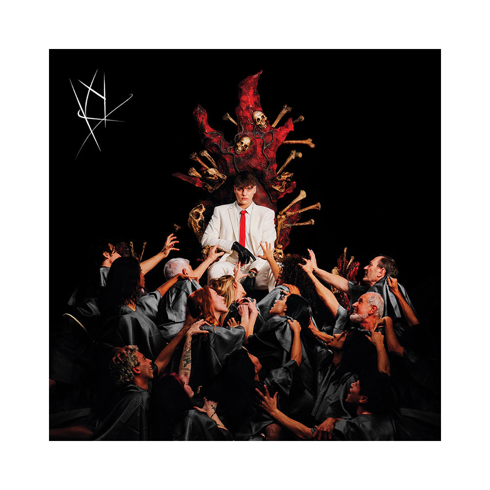 copertina che riprende il tema del male e del diavolo i nomi del diavolo è il titolo del nuovo album di kid yugi ispirato a satana e alle interpretazioni del male nella società