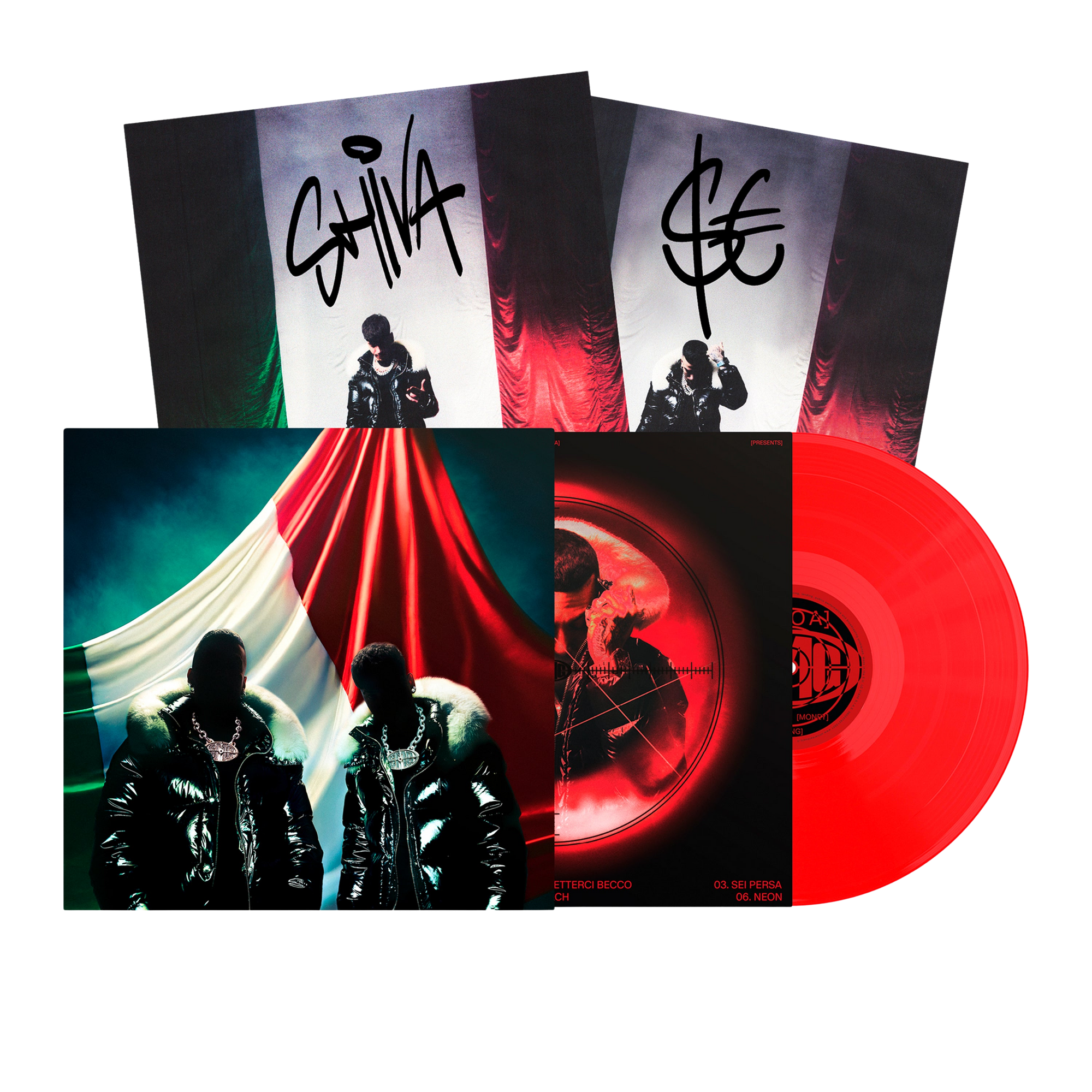Sfera Ebbasta & Shiva, SANTANA MONEY GANG | Vinile Rosso Autografato Numerato 1